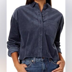 Madewell Variegated Corduroy  Cropped Button-Down Shirt
